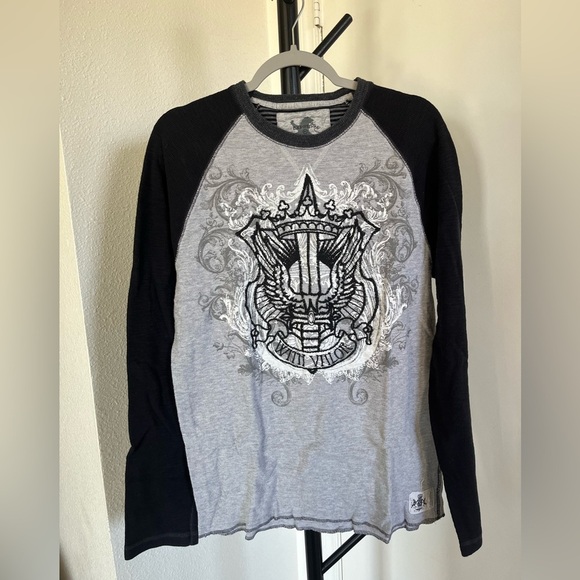 Y2K Express Black and Gray Thermal Crest Design Embroidered - Picture 1 of 5